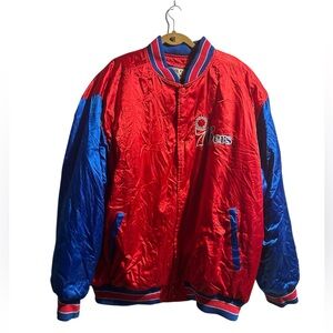 Men's Hardwood Classics G III Carl Banks‎ Philadelphia 76ers Satin Jacket XL Vtg